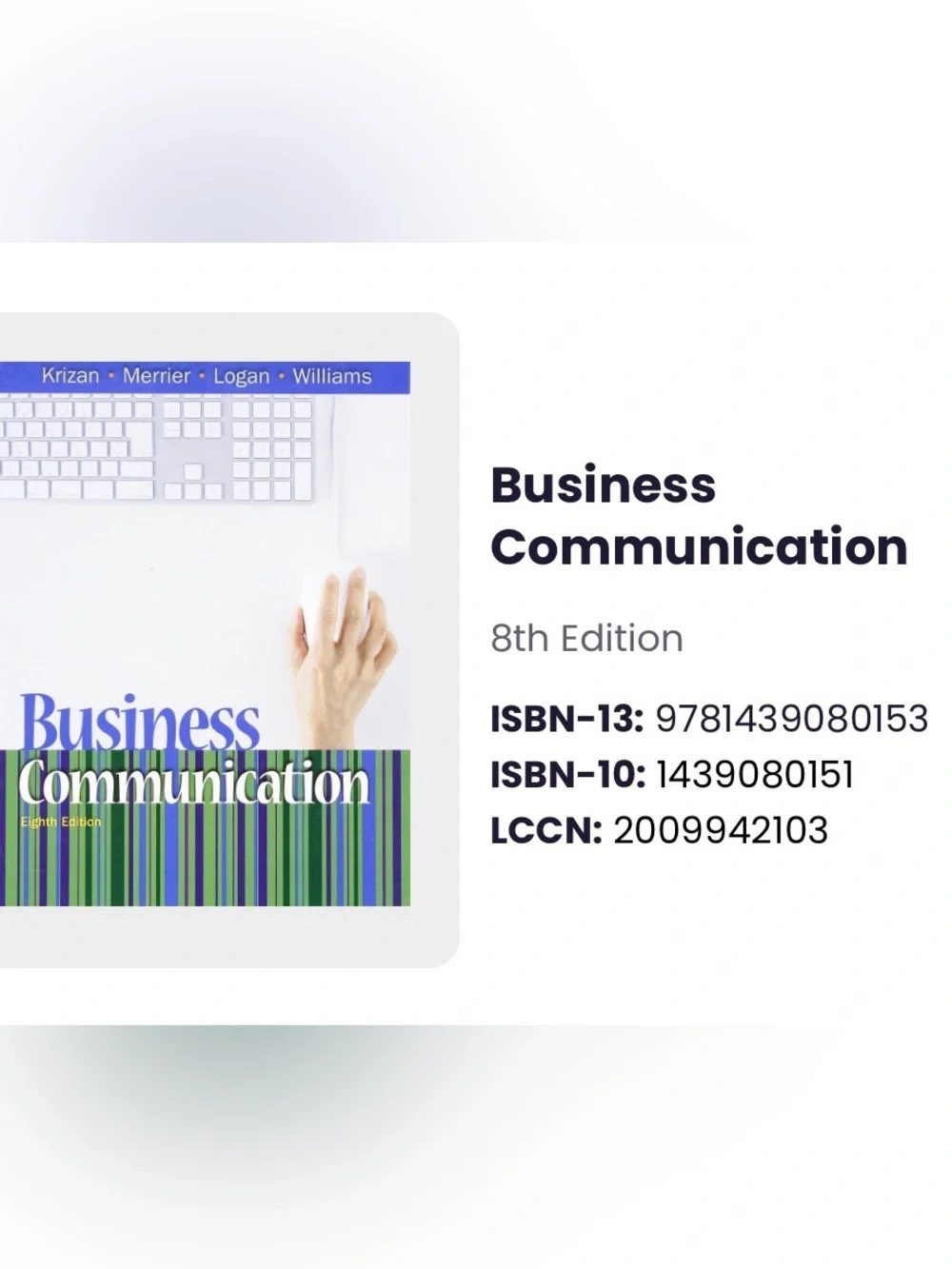 Business Communication 8th Edition - White and Blue Cover